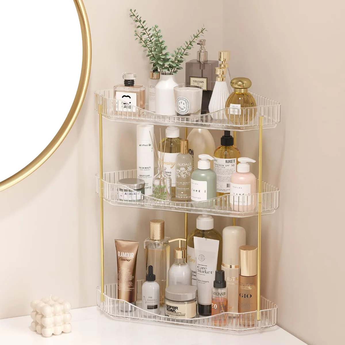  Lifewit 24022 3 Tier Corner Decorative Shelving Clear — fotografia produktu