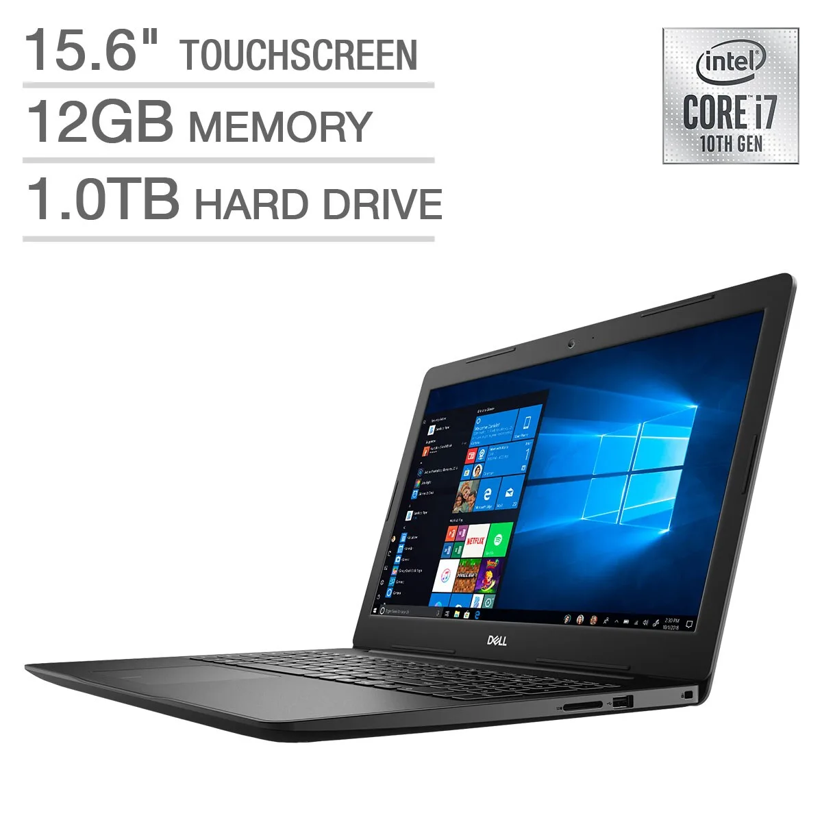 Silver 15.6 inch touchscreen laptop closed on a flat surface