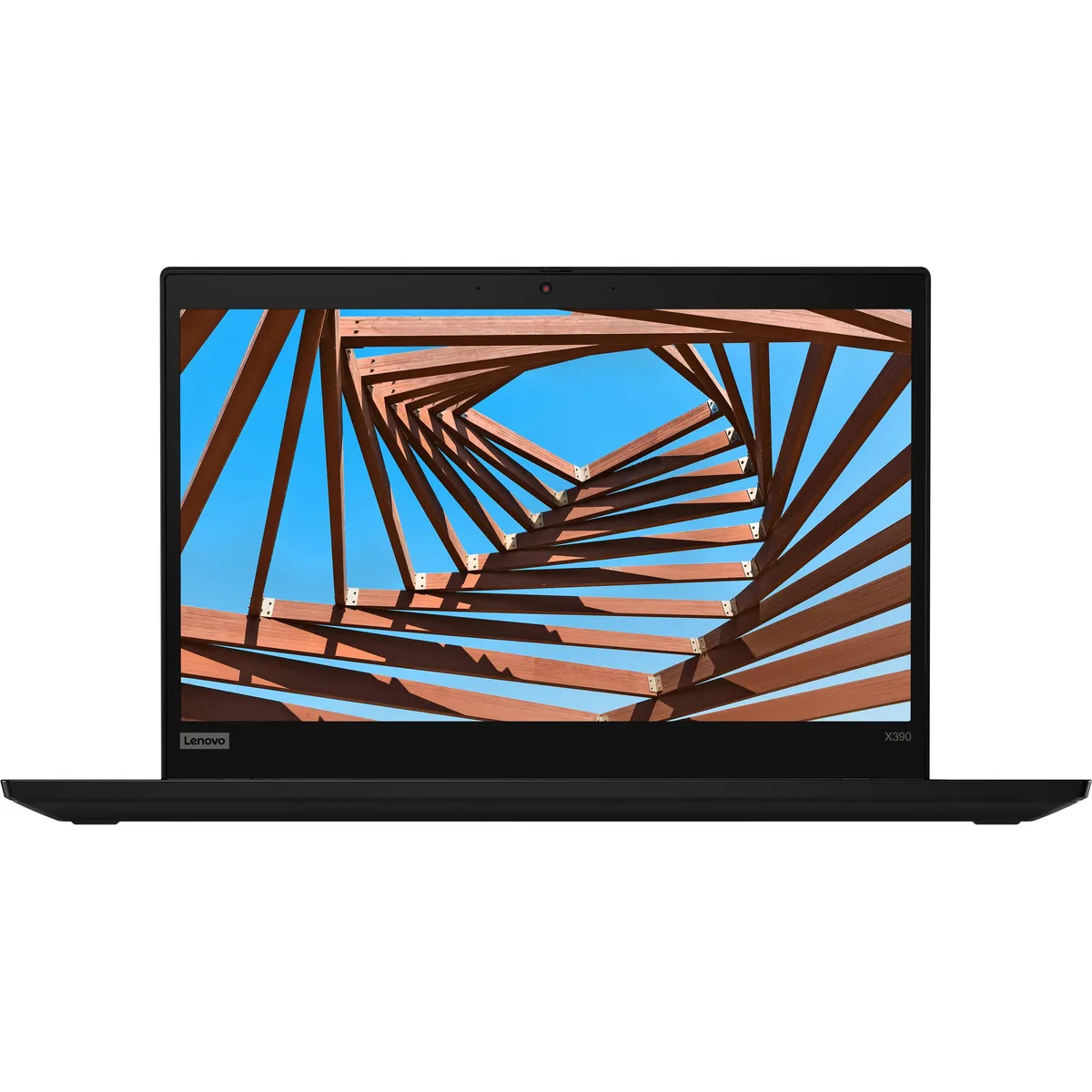 Refurbished black ThinkPad X390 laptop, 13.3 inch touchscreen, compact matte finish
