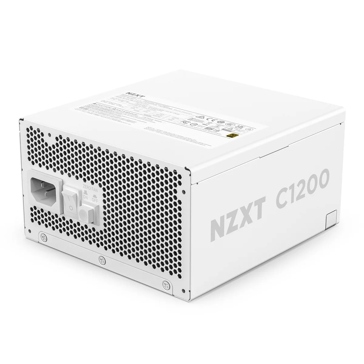 White rectangular ATX power supply unit with matte finish and modular cable ports