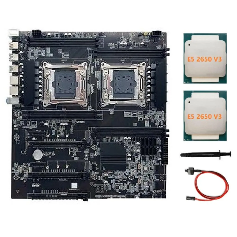 YINGHUA YINGHUA X99 Dual-Socket LGA2011-3 Server Motherboard with 2×E5 2650 V3 CPU Switch Cable Thermal Grease — product photo