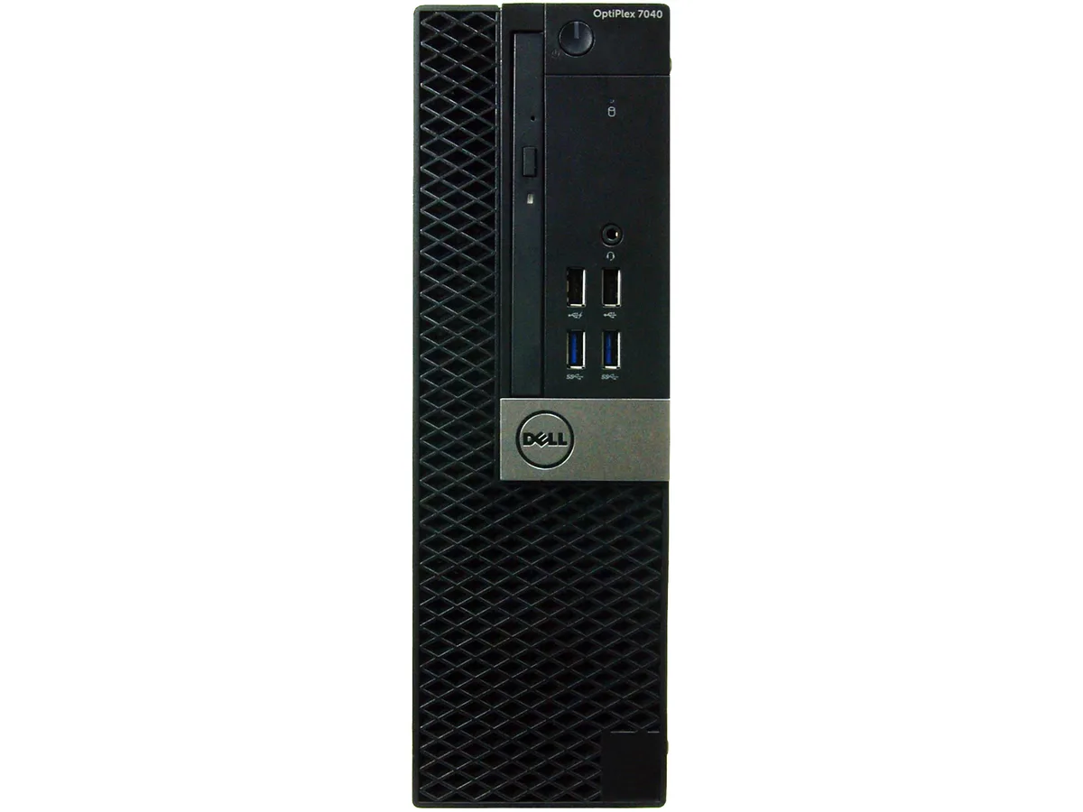 Black and silver Dell OptiPlex 7040 small form factor desktop tower