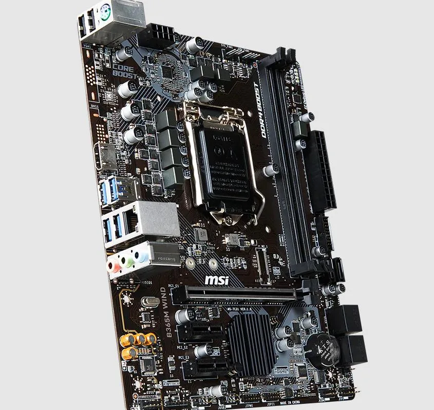 MSI B365M WIND micro-ATX motherboard black PCB silver heatsinks