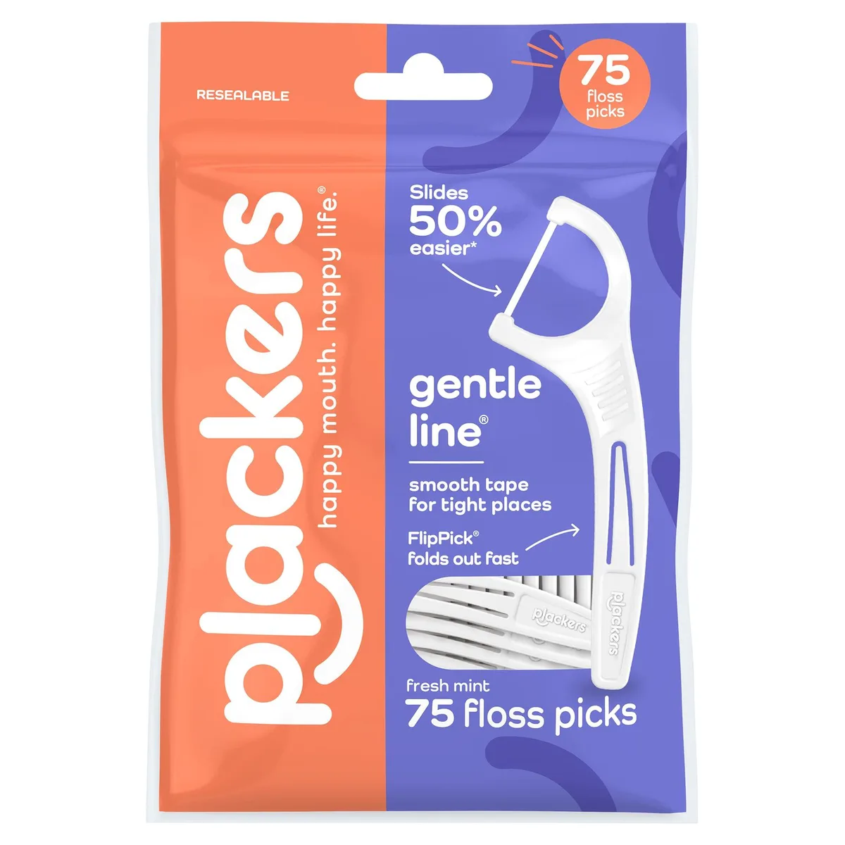  Plackers USG98 Gentle Series Floss Picks Fresh Mint 75-Count Oral Care — preces foto