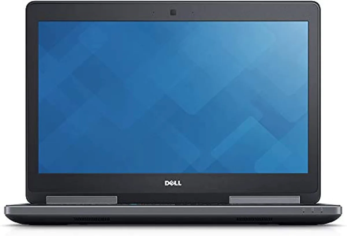 Silver Dell Precision 7510 15.6 inch laptop with matte display and full keyboard