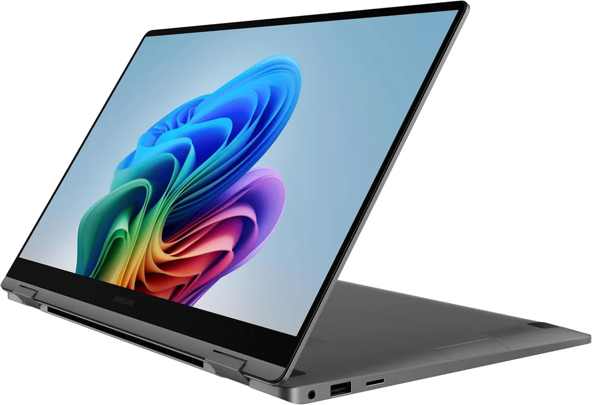 Samsung Galaxy Book5 360 15.6 inch laptop in gray with 360-degree hinge