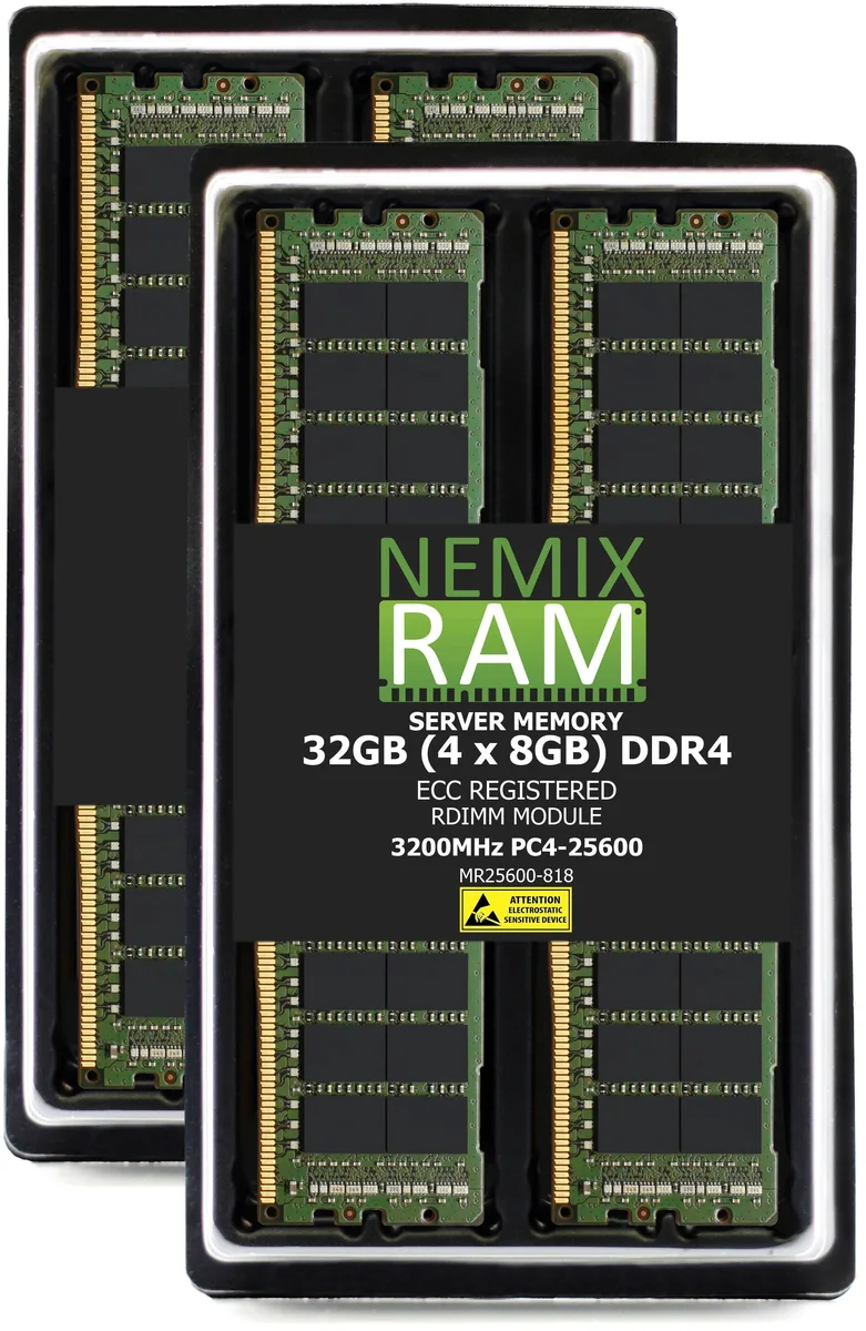 NEMIX RAM NEMIX RAM MR25600-818K4 32GB (4x8GB) DDR4 3200 CL22 ECC RDIMM Supermicro X12SPT-G X12SPT-GC memory upgrade — preces foto