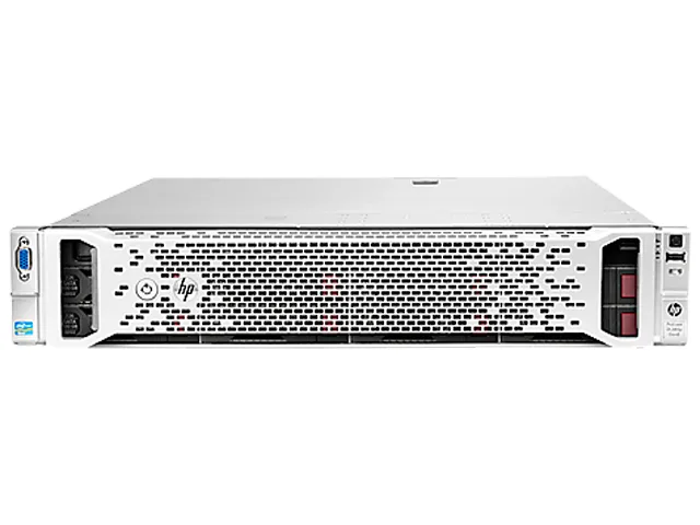 Silver 2U rack server front panel with drive bays and DVD drive