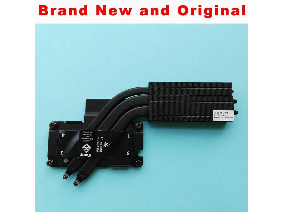 New laptop CPU heatsink for Clevo P870DM series, silver metal fins and copper pipes