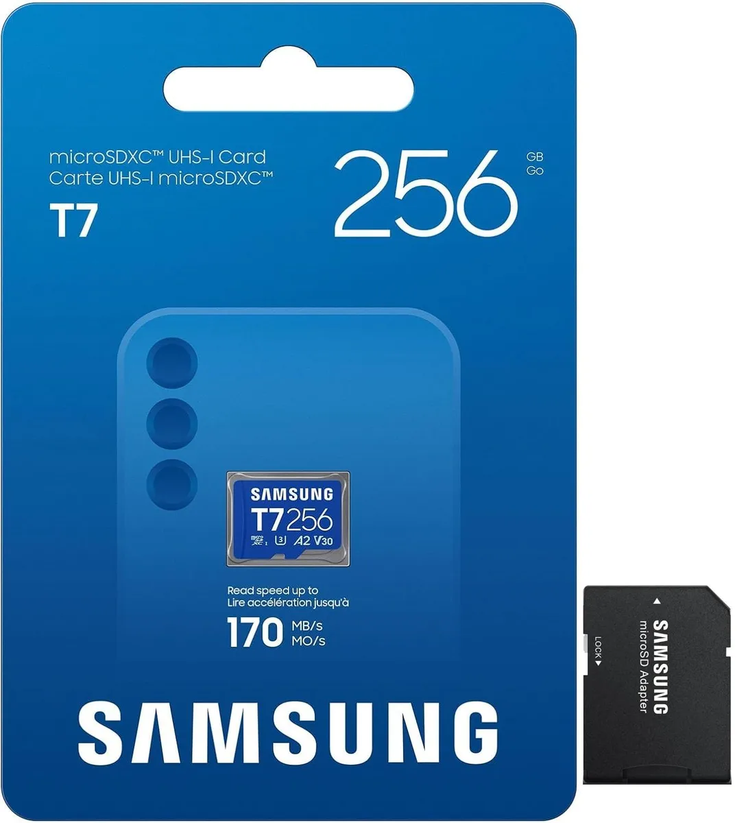 SAMSUNG SAMSUNG T7 microSDXC 256GB 170MB/s U3 V30 A2 — 제품 사진