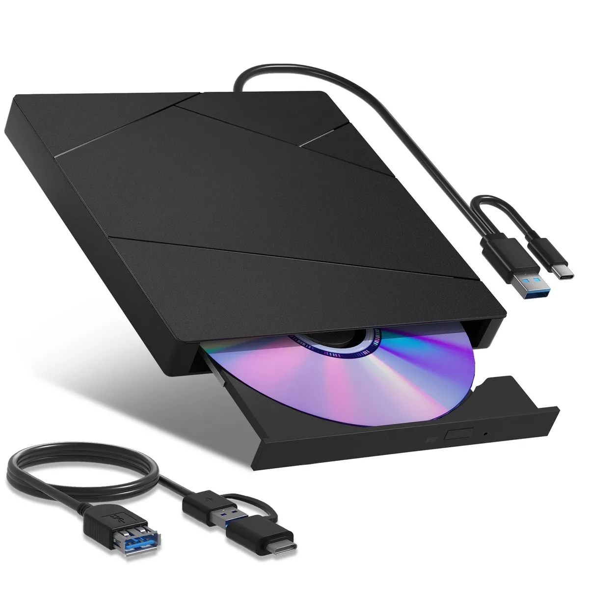  Wbacon External Blu-ray Drive USB 3.0 Type-C 50G 24x CD 8x DVD 6x BD — vörumynd