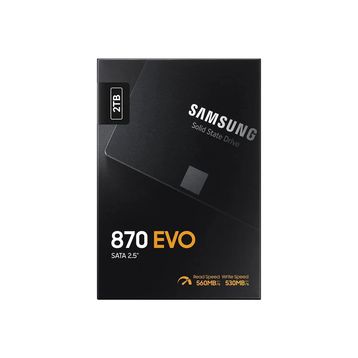 Black 2.5-inch SATA internal SSD labeled Samsung 870 EVO 2 TB