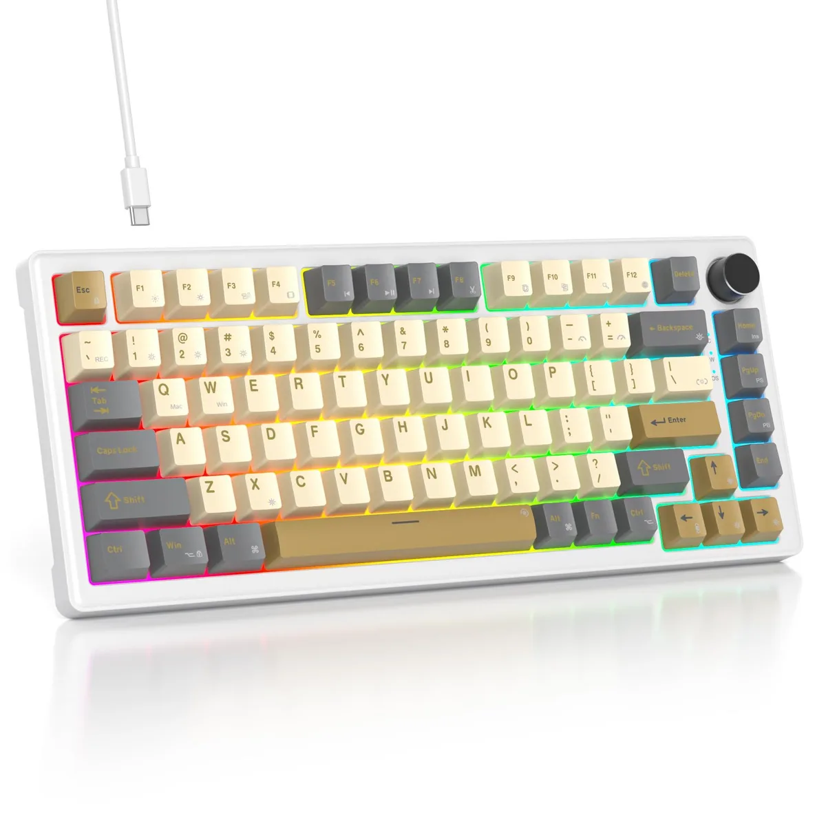 SbocKeeb V500 75% Gasket Mechanical Gaming Keyboard White — 商品照片