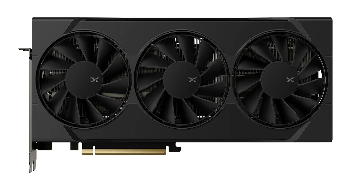 XFX SWIFT Radeon RX 9060 XT graphics card, black triple-fan cooler, 16GB GDDR6