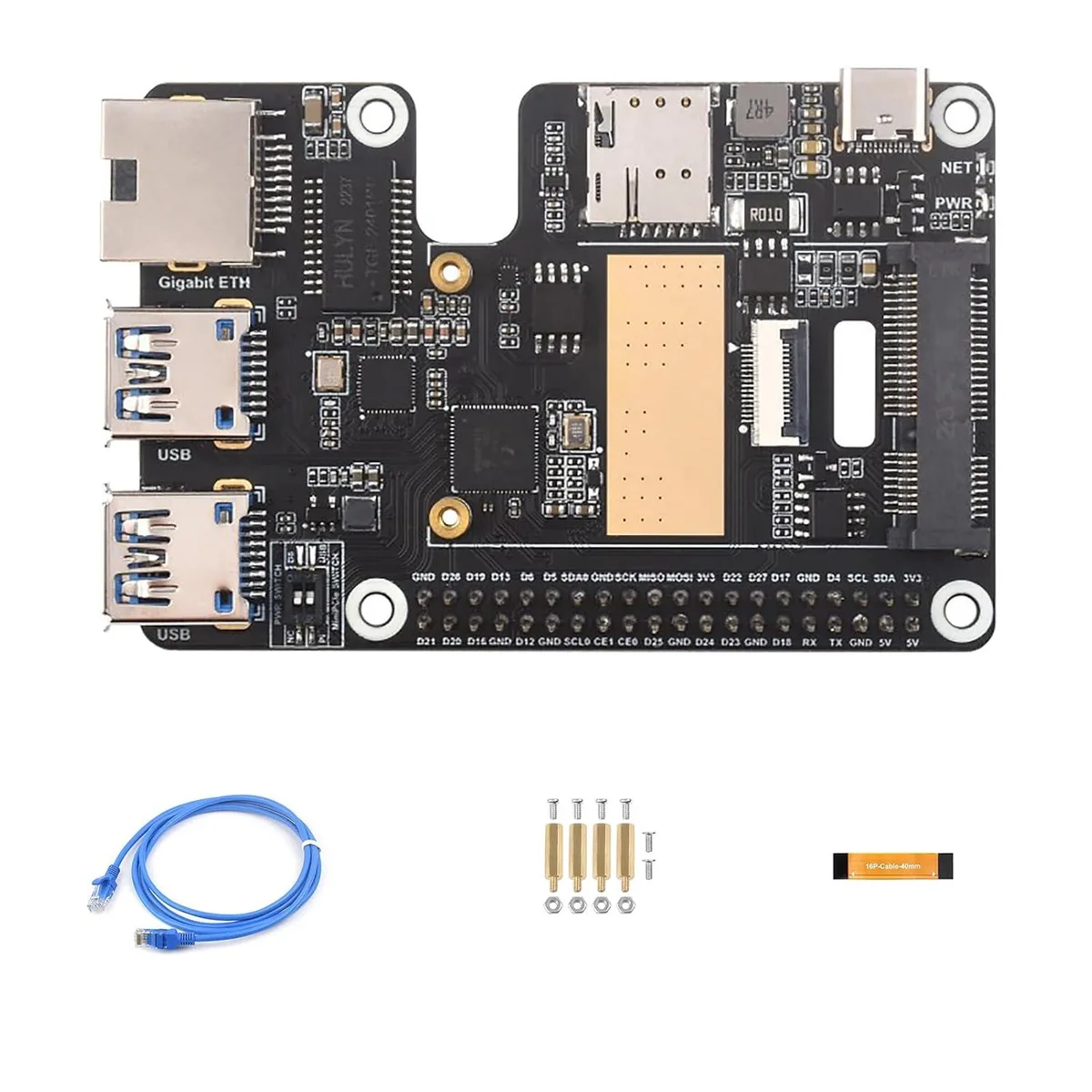 LORDWORLD LORDWORLD PCIe to MiniPCIe HAT for Raspberry Pi 5 — Produktfoto