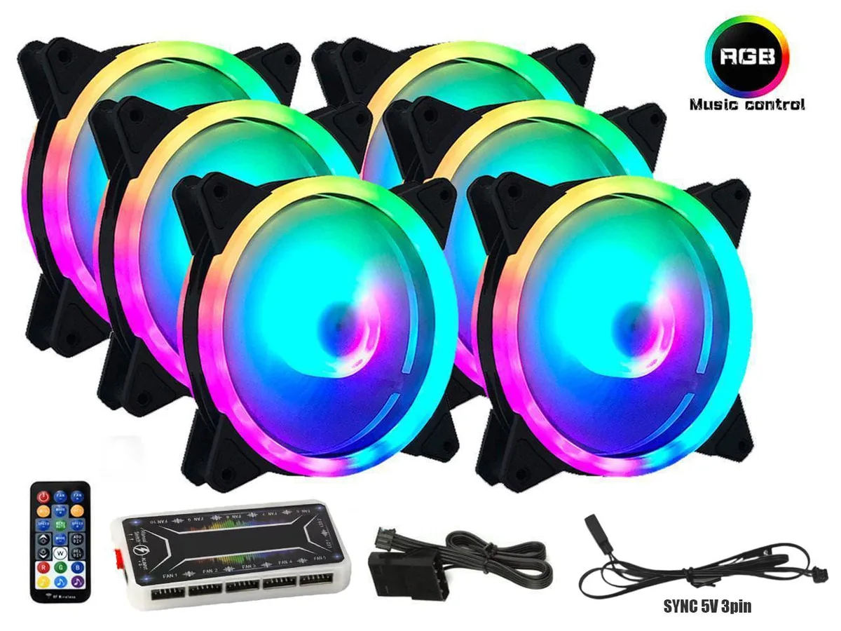 TROPRO TROPRO 120mm RGB Case Fan 6 Pack 1500 RPM 33 CFM 16 dBA — ürün fotoğrafı