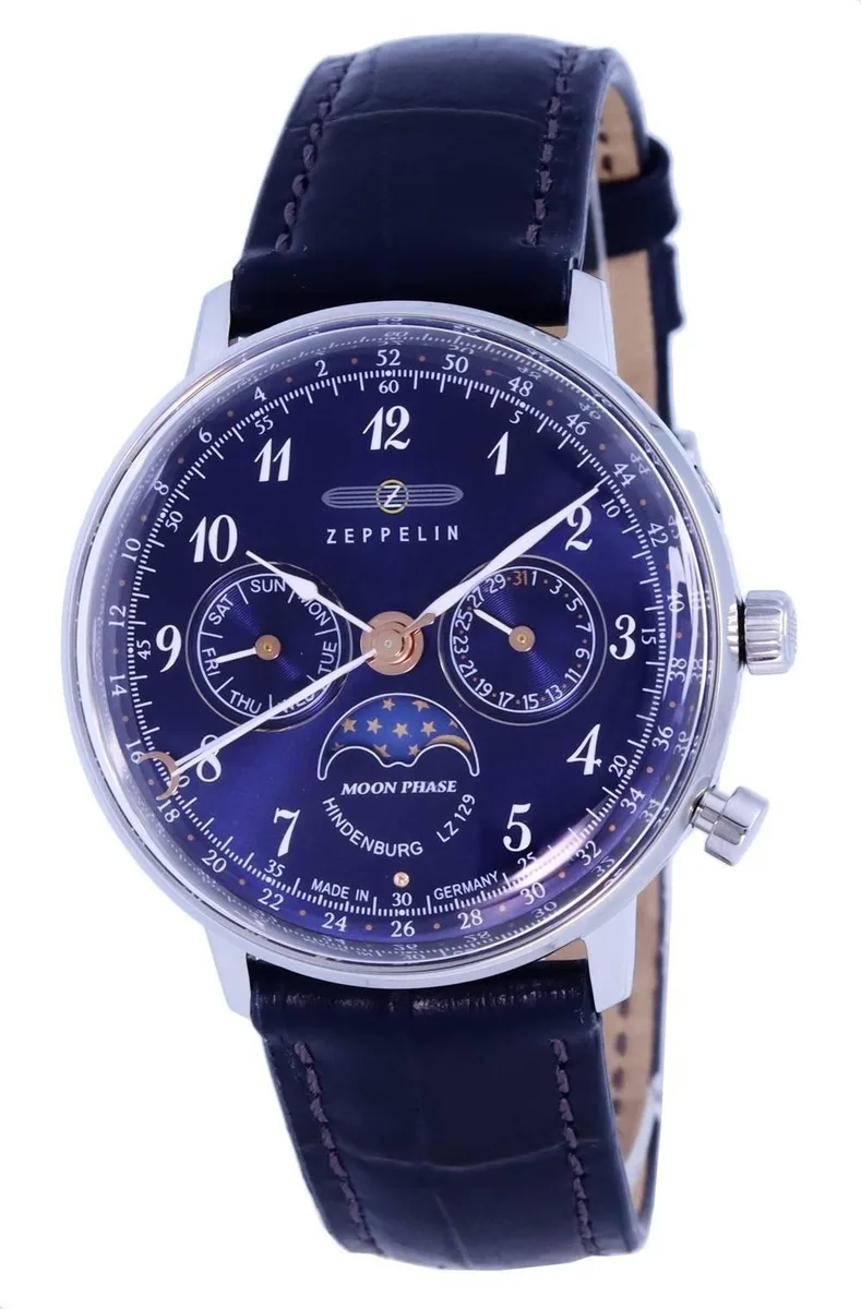 Graf Zeppelin Graf Zeppelin LZ129 Hindenburg Moonphase 7037-3 Blue Dial Quartz Watch — product photo