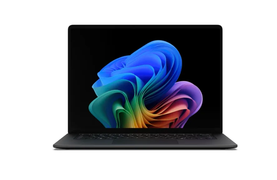 Black 15 inch Surface Laptop 8 with touchscreen display and webcam