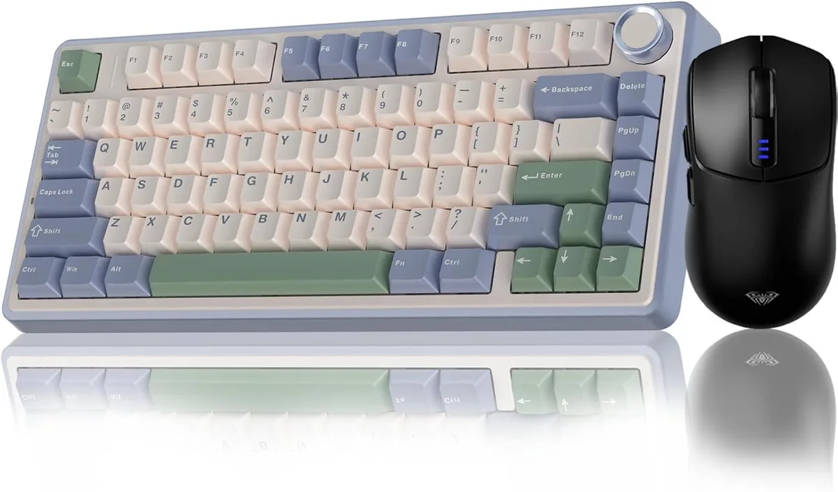 AULA F75 75% gasket keyboard and SC580 mouse in black