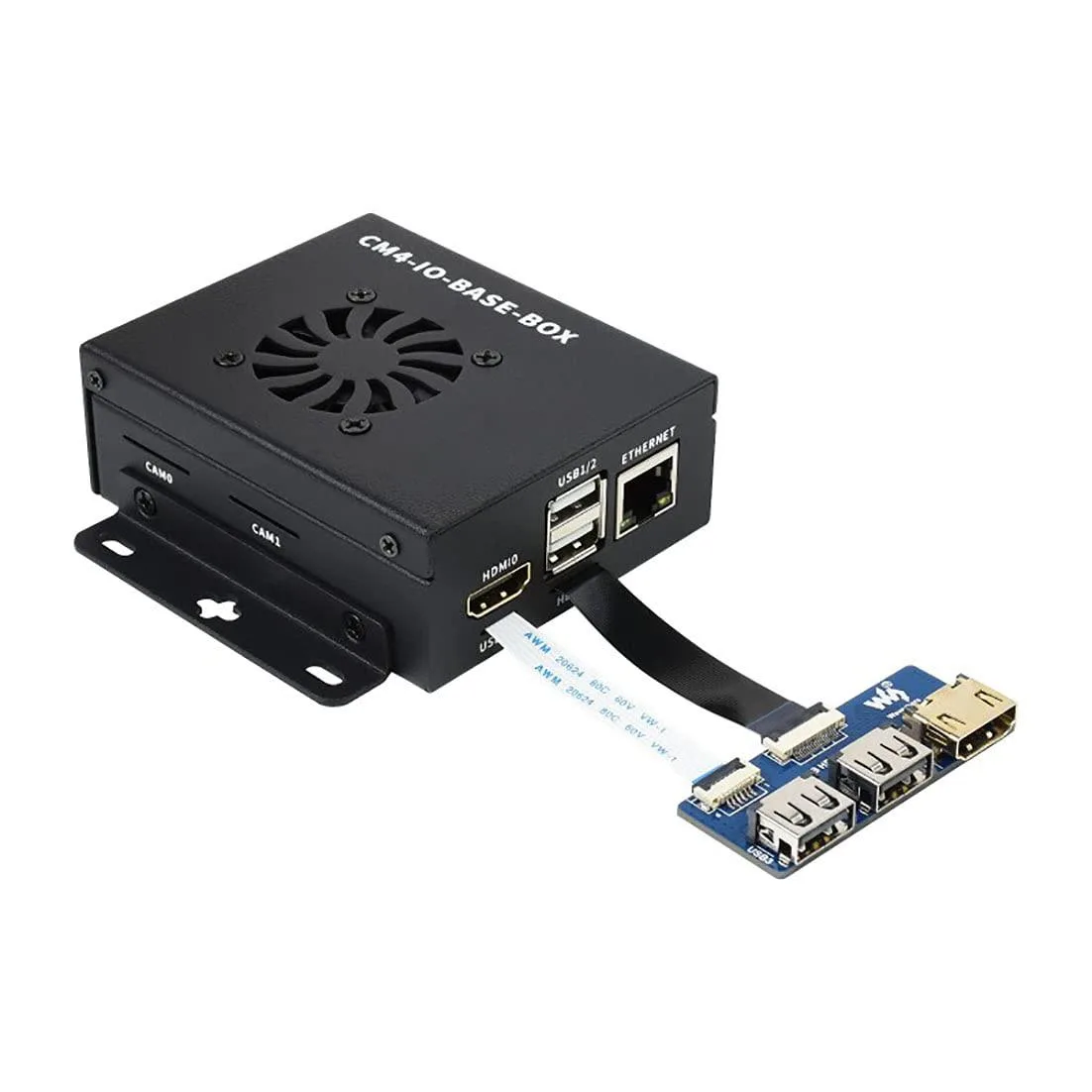LORDWORLD LORDWORLD CM4-IO-BASE-BOX-B development board with USB HDMI adapter — 제품 사진