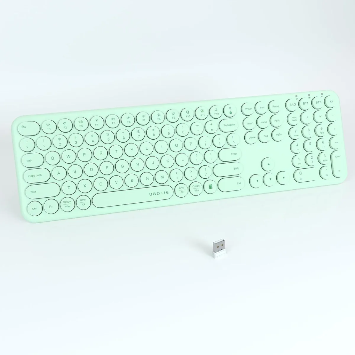 TUKO TUKO Wireless Green Gaming Keyboard Bluetooth 2.4GHz Scissor Switch Slim Round Keycaps Full Size — product photo
