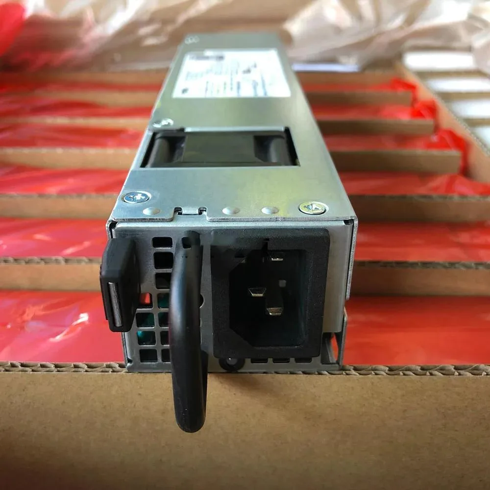 Silver 1U rack power supply unit with rear fan grille