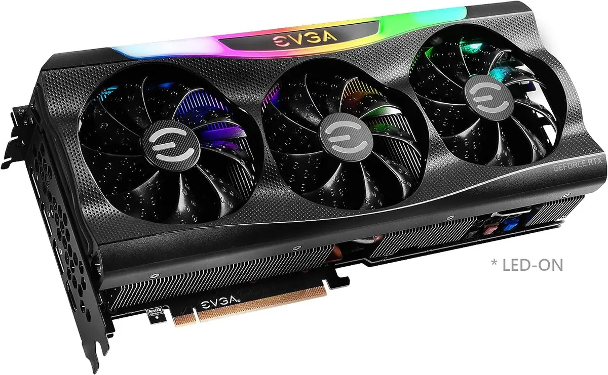 EVGA GeForce RTX 3070 Ti FTW3 ULTRA GAMING graphics card, triple-fan cooler, dark metal finish