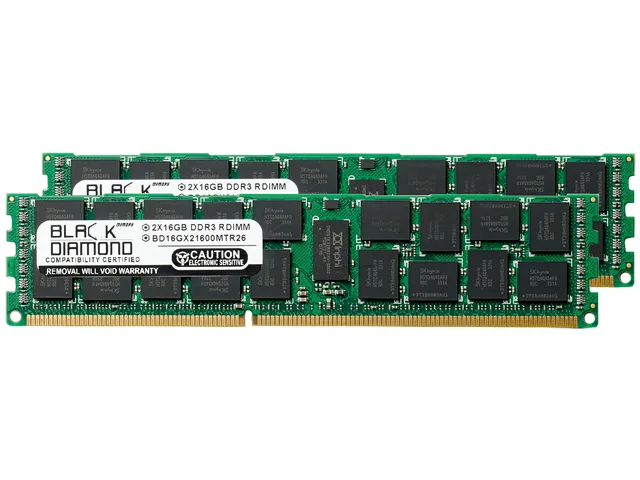 Black Diamond Memory Black Diamond Memory BD16GX21600MTR26 32GB (2 x 16GB) DDR3 1600 ECC Registered server RAM — photo du produit