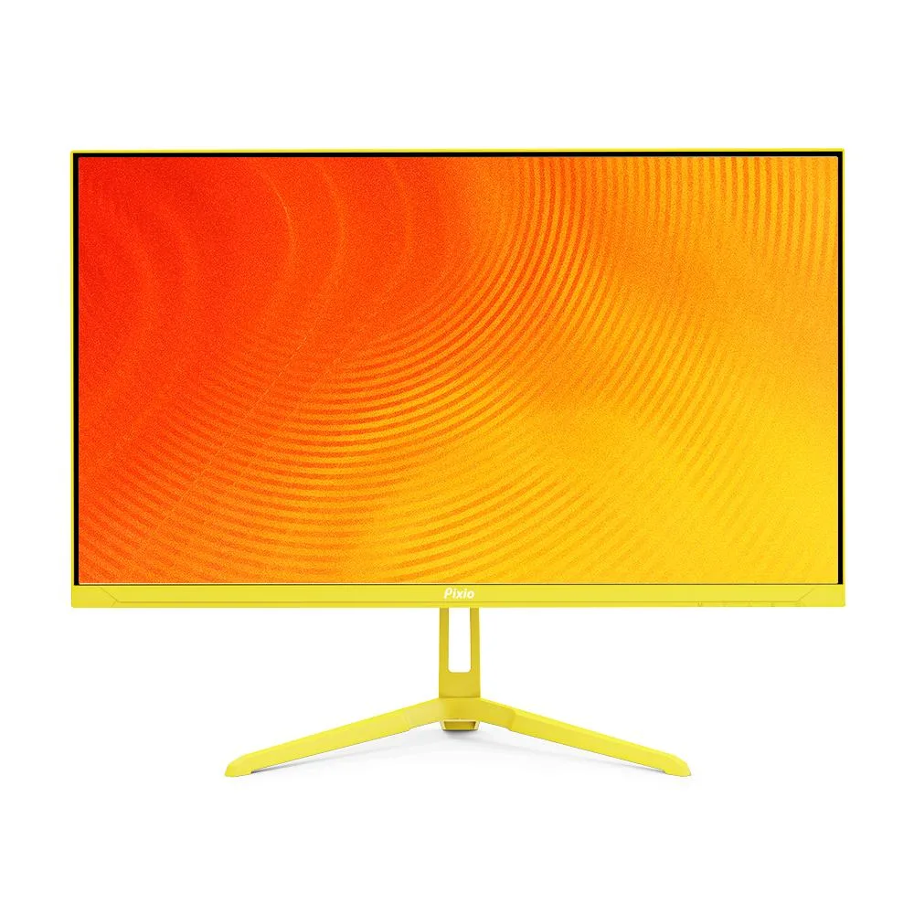 Yellow-accented 23.8 inch flat gaming monitor with three-sided frameless black bezel and matte IPS panel
