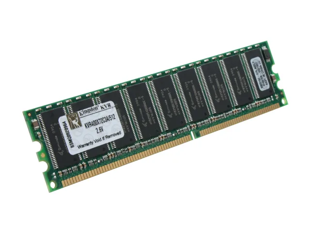 Green 184-pin DDR memory module with black chips, no heat spreader