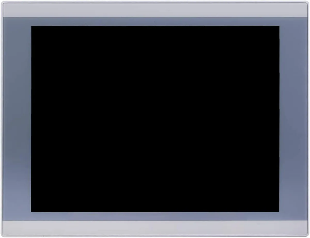 Silver 12.1 inch industrial panel PC with resistive touchscreen and aluminium fanless housing
