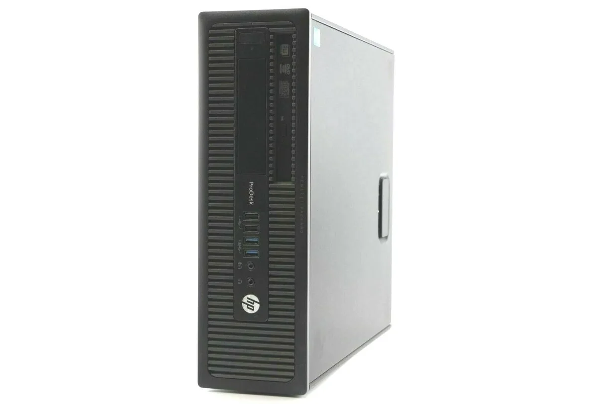 Compact black small-form-factor desktop tower with DVD drive slot