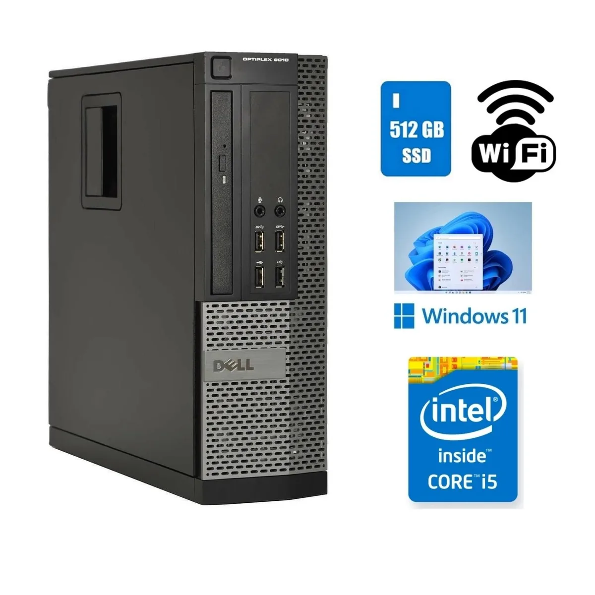 Small black and silver Dell OptiPlex 9010 desktop tower