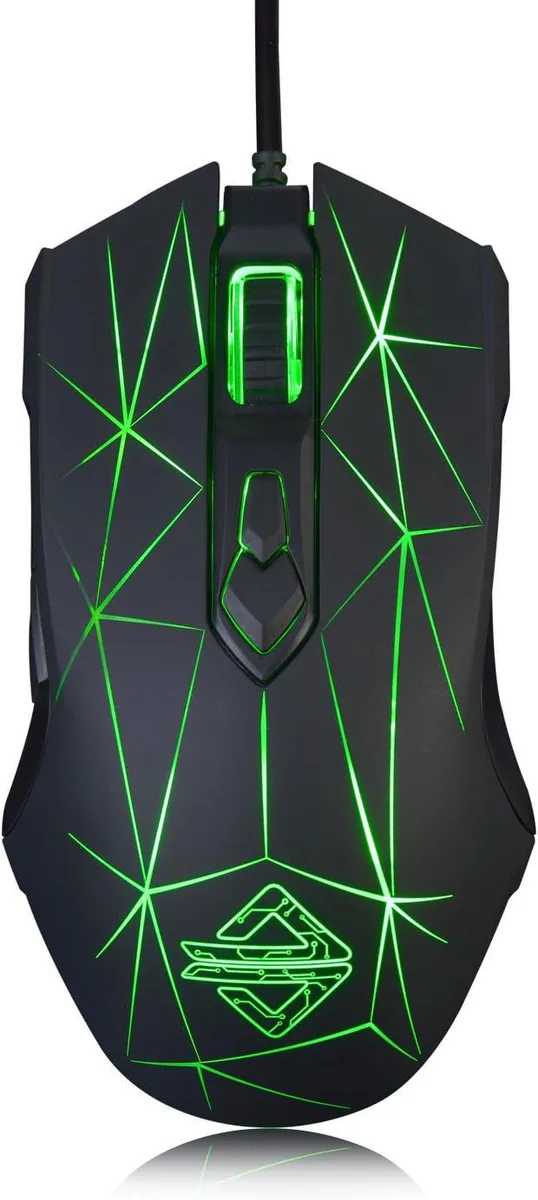 Star-black ergonomic gaming mouse with RGB lighting zones and side thumb buttons