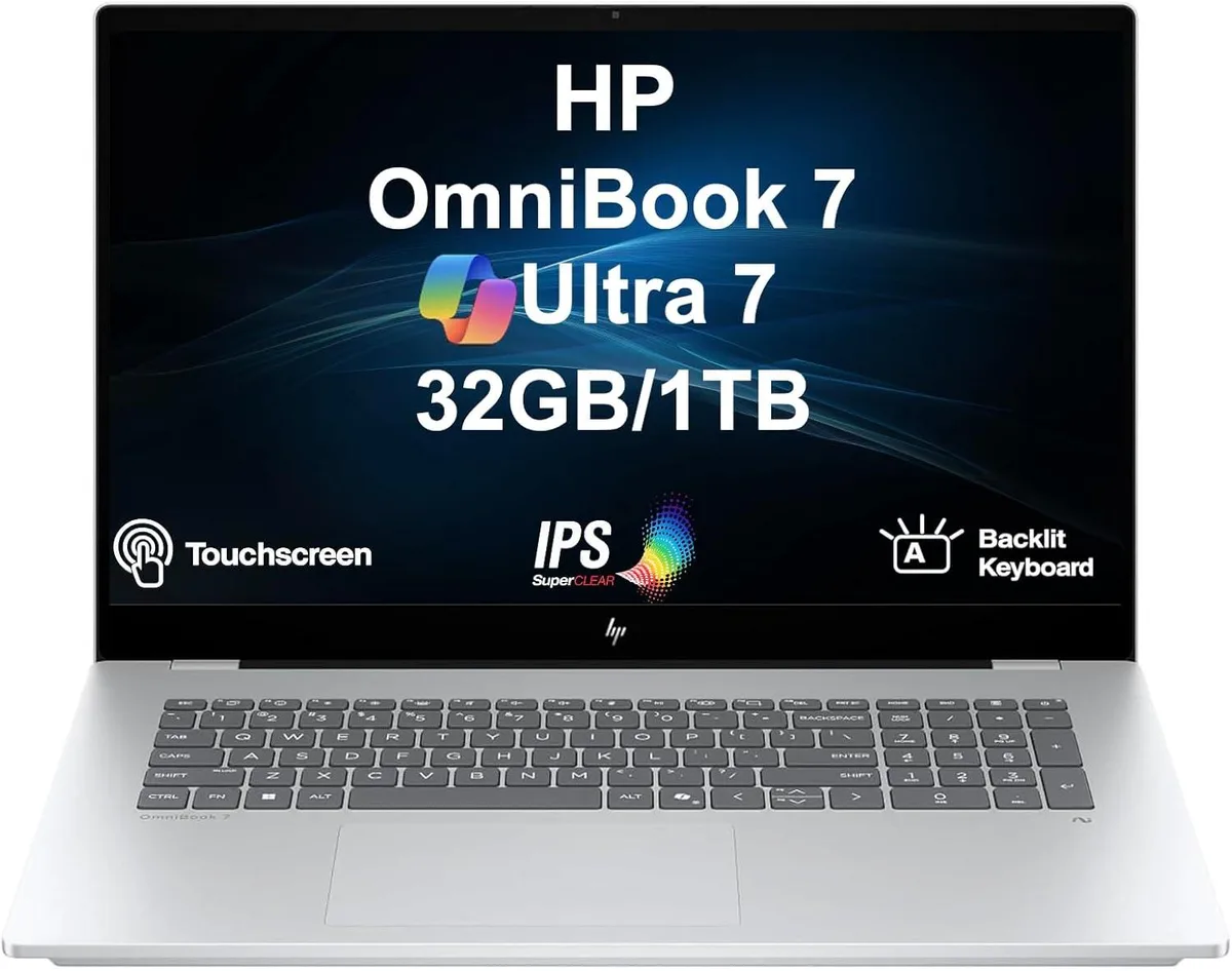 HP HP Omnibook 7 17 Laptop Intel Core Ultra 7-258V 32GB DDR4 512GB SSD 17.3" Touchscreen Silver — product photo