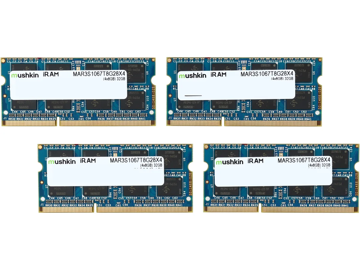 Mushkin Enhanced Mushkin Enhanced iRam 32GB (4 x 8GB) DDR3 1066 SO-DIMM memory upgrade MAR3S1067T8G28X4 — foto produk