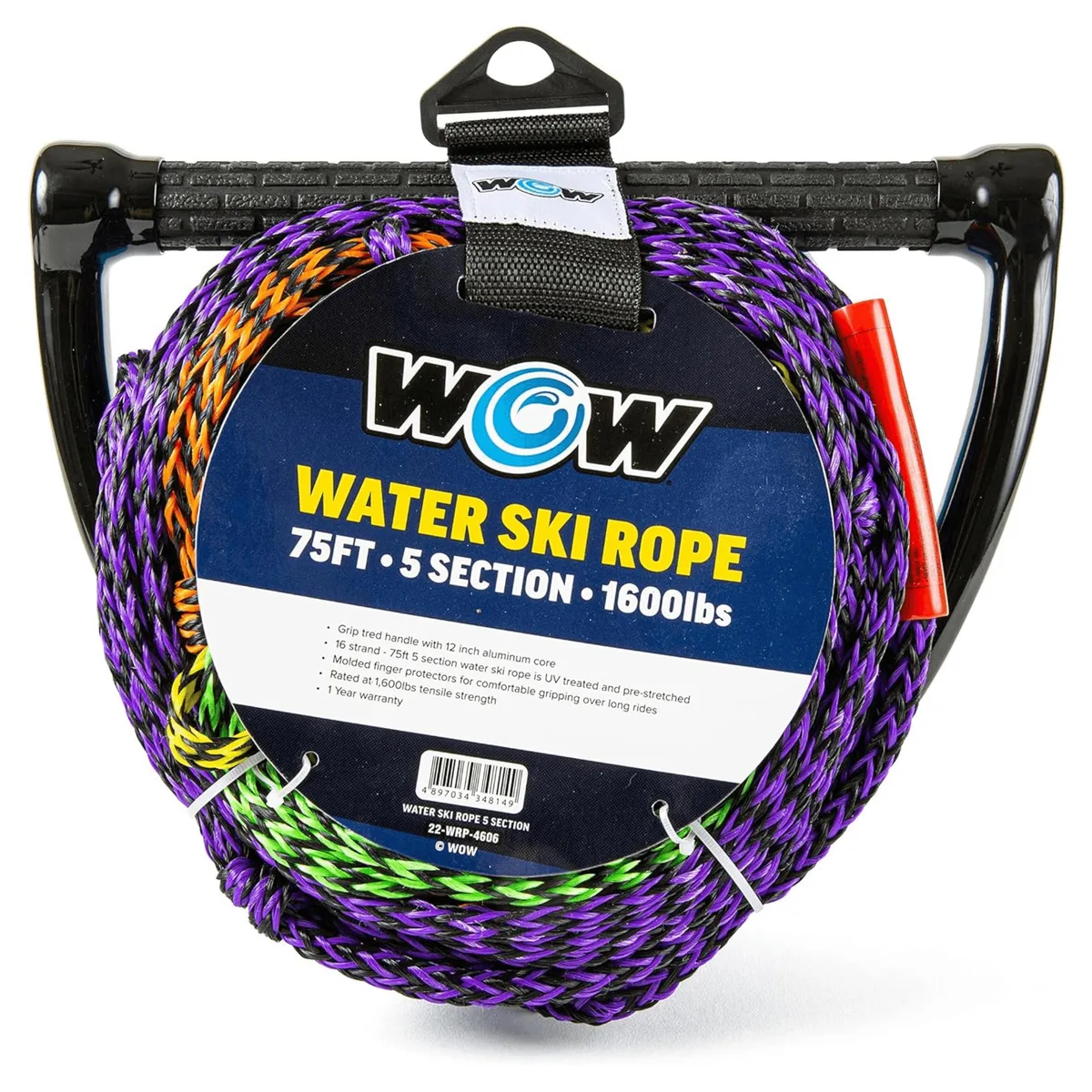 WOW Watersports WOW Watersports 75ft 5-Section Pre-Stretched Water Ski Rope Purple 22-WRP-4606 — product photo