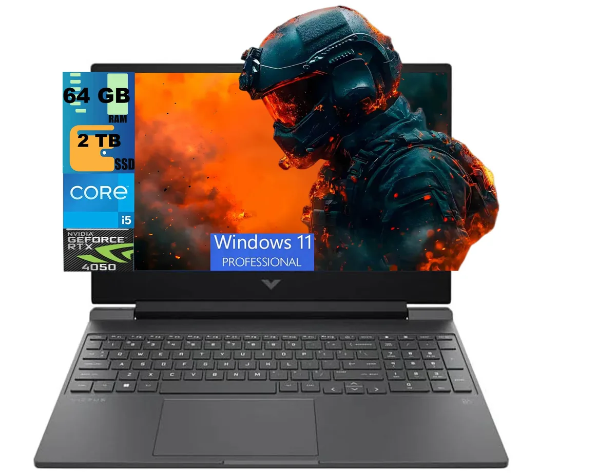 Black HP Victus 15 gaming laptop, 15.6 inch matte screen, backlit keyboard, angular chassis