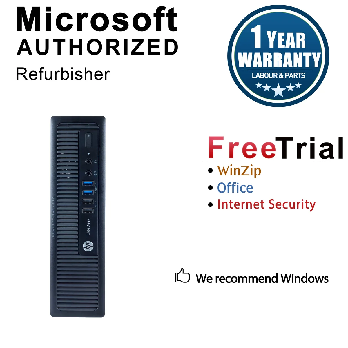 Small black ultra-small desktop tower standing upright