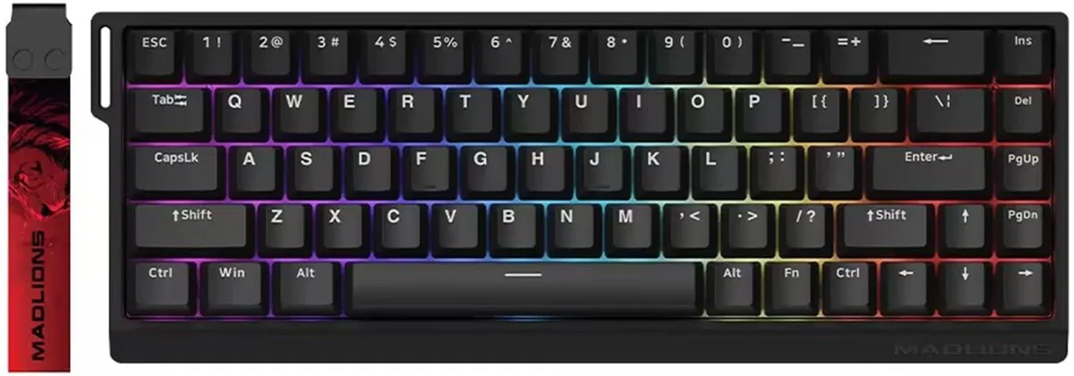 Compact black 60% wired keyboard with RGB lighting and magnetic switches