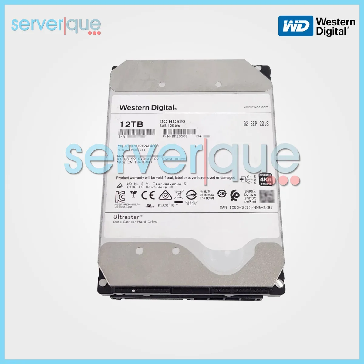 Silver 3.5 inch enterprise hard drive with SAS connector