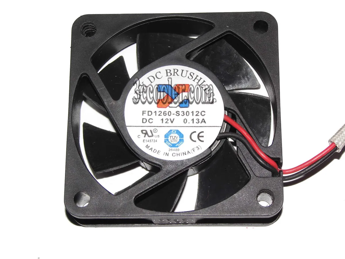 Black 60mm square fan with 2-pin connector