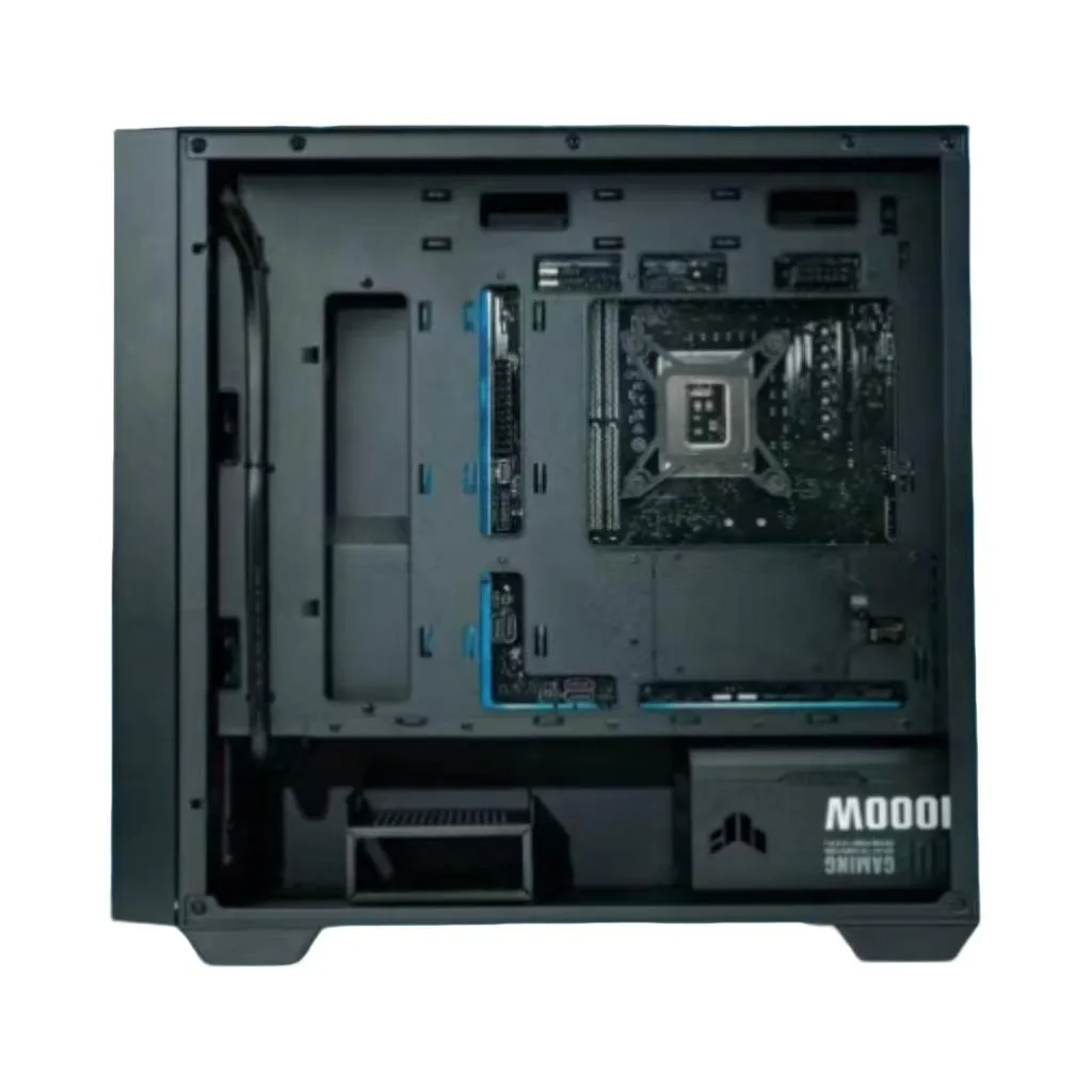 Shadow Black mid-tower case with tempered glass side panel and steel frame