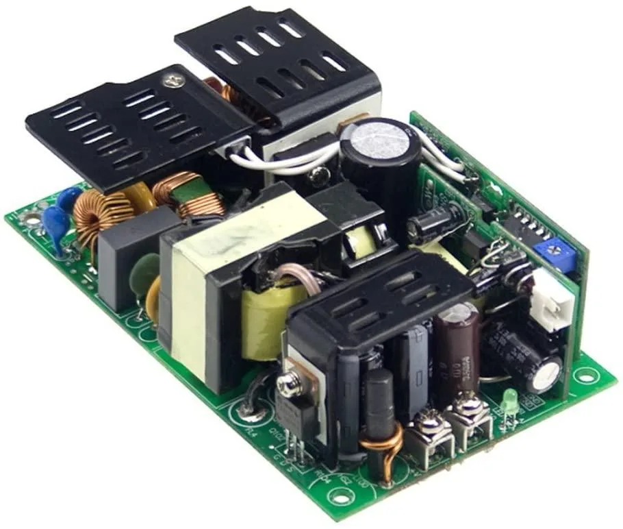 Open-frame 300W 24V power supply on green PCB