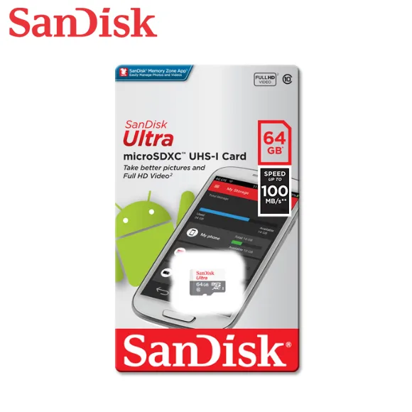 SanDisk SanDisk SDSQUNR-064G-GN3MN CYT 64GB microSDXC 100MB/s U1 No Adapter memory card — 제품 사진
