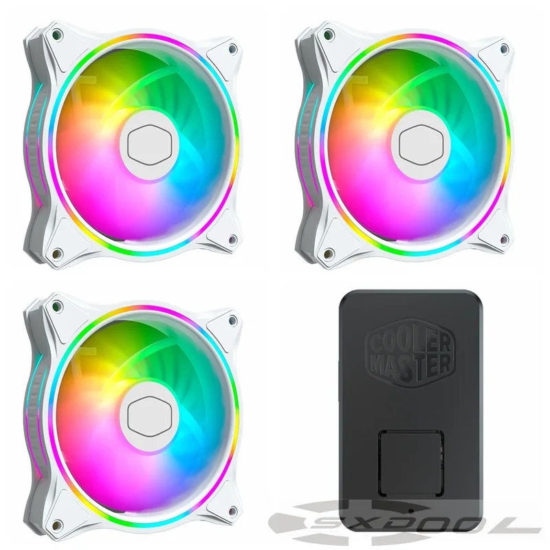 SXDOOL SXDOOL MasterFan MF120 Halo White Edition 120mm 3 Pack Addressable RGB case fan — foto del producto