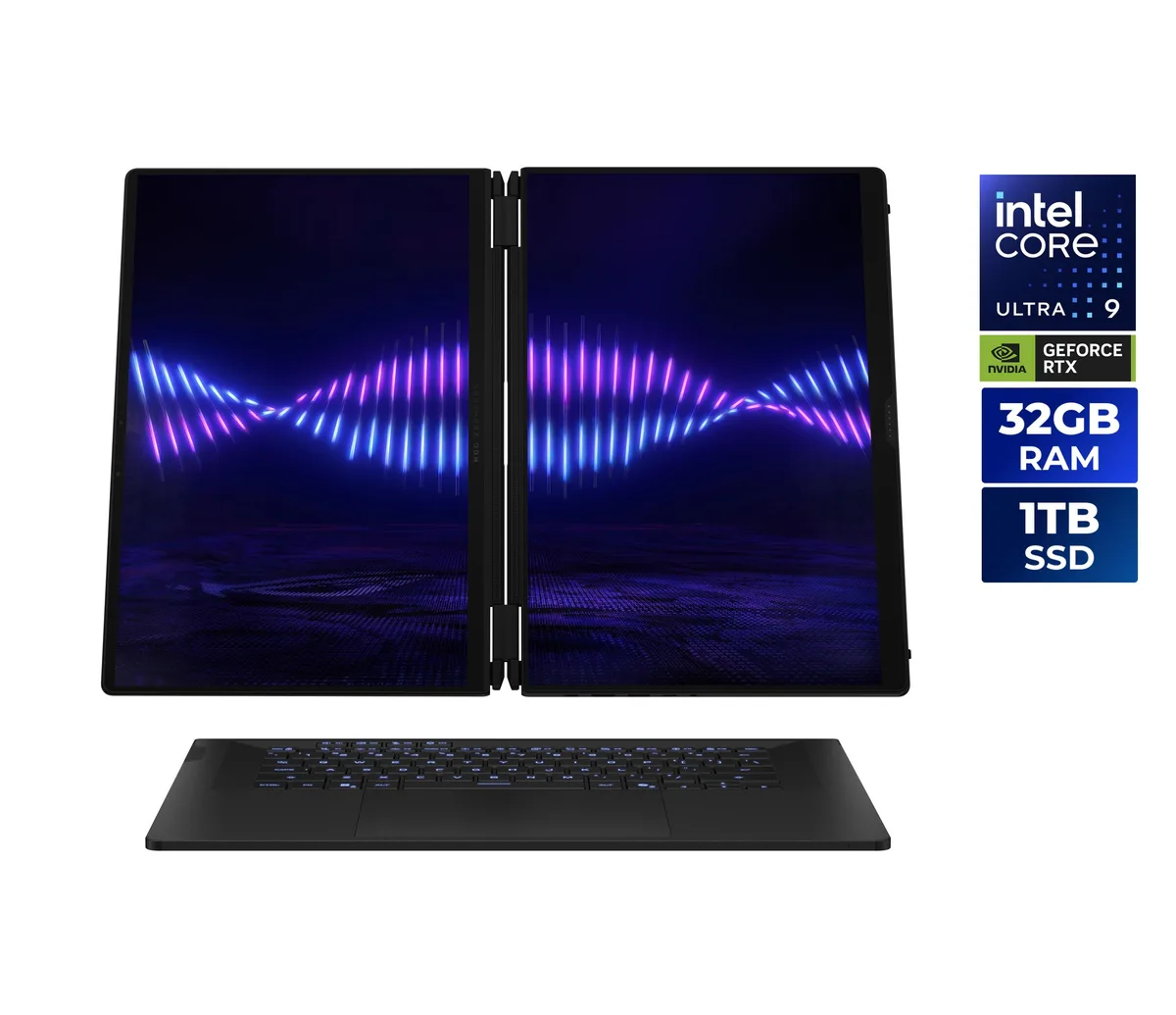 ASUS ROG Zephyrus Duo 16 dual-screen laptop in Stellar Gray finish