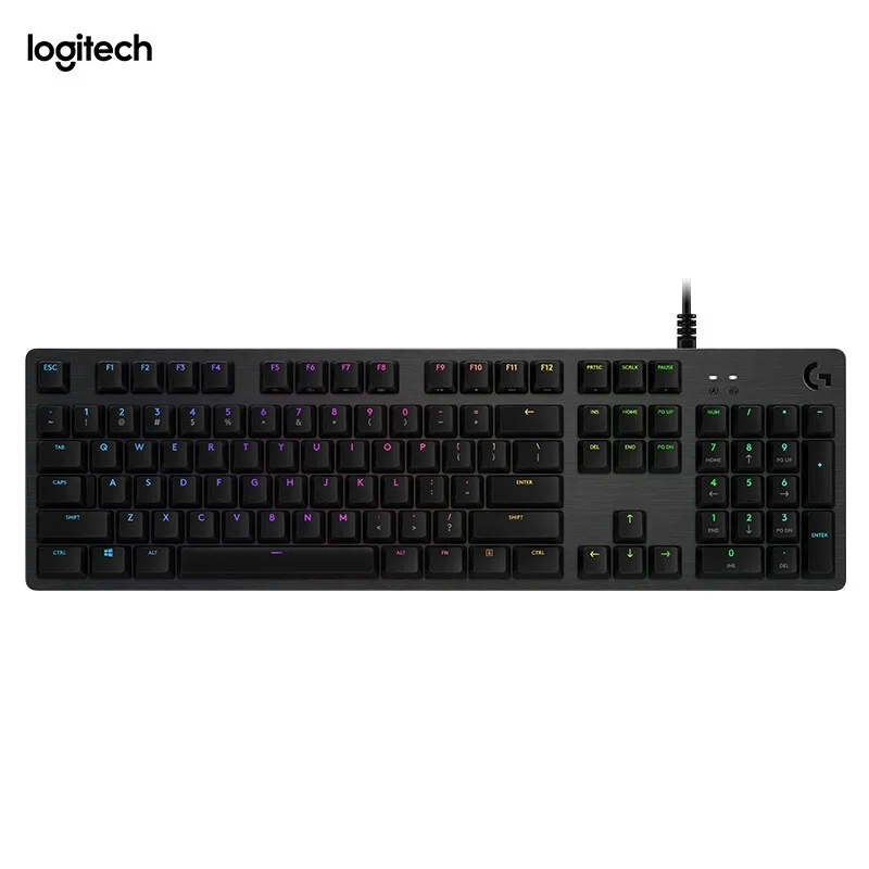 Full-size carbon mechanical keyboard with RGB backlighting and USB passthrough