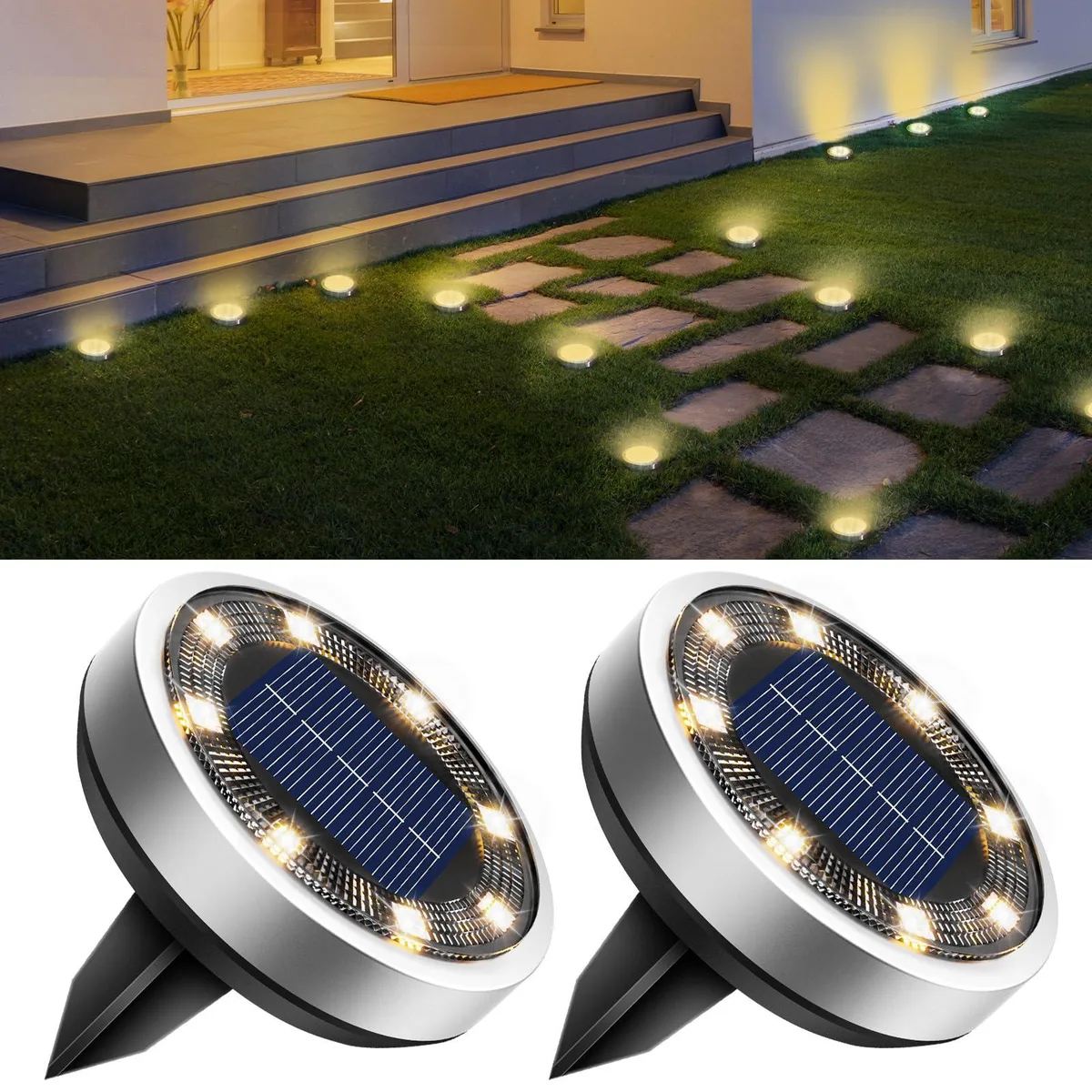 DC-CD915 2 Pack Solar Landscape Lighting Warm White IP65 — toote foto