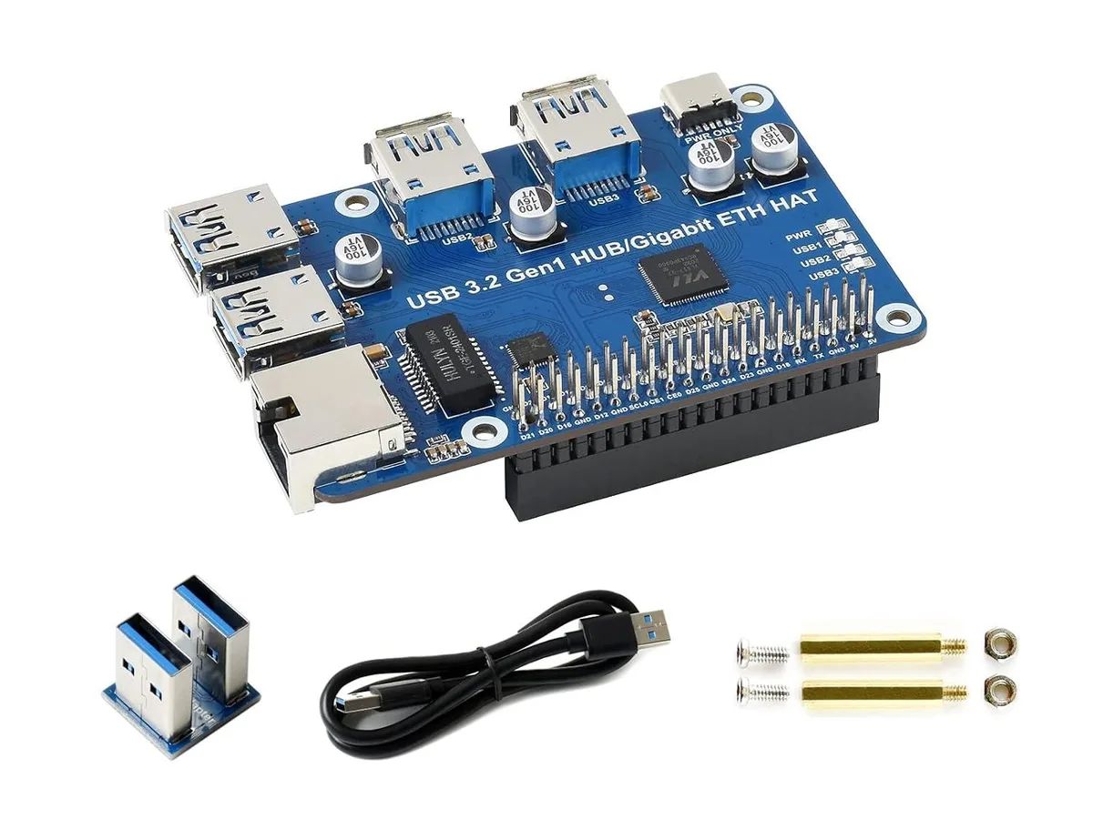 LORDWORLD LORDWORLD USB 3.2 Gen1 Gigabit Ethernet HUB HAT 3 Ports development board — 제품 사진